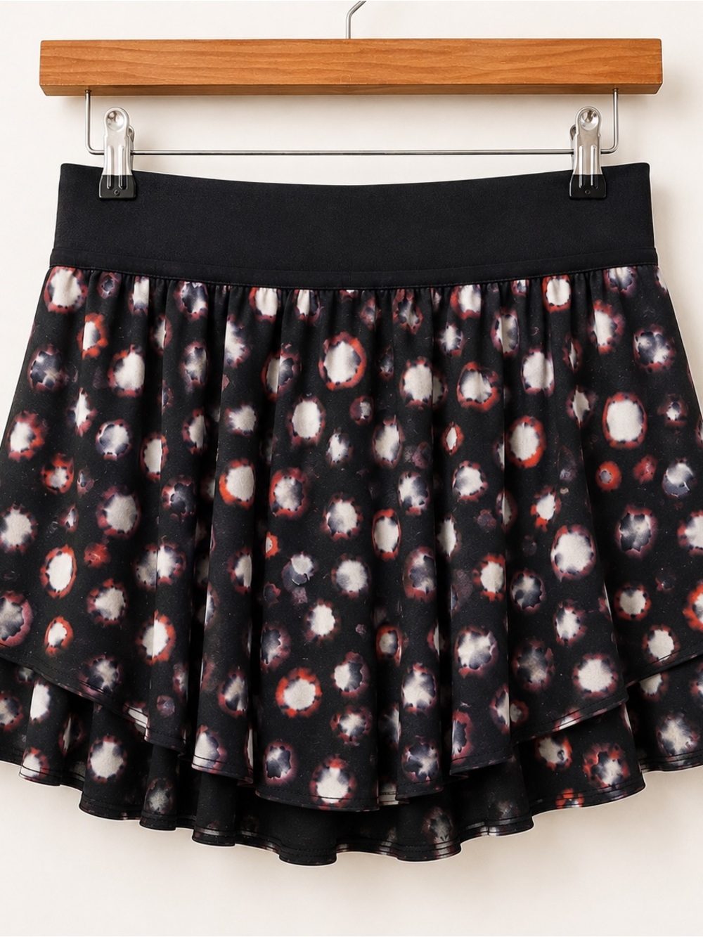 Lululemon Black Polka Dot Tiered Mini Skirt/Skort